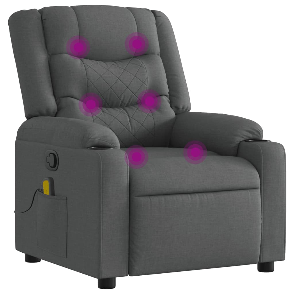 Fauteuil de massage inclinable gris foncé tissu
