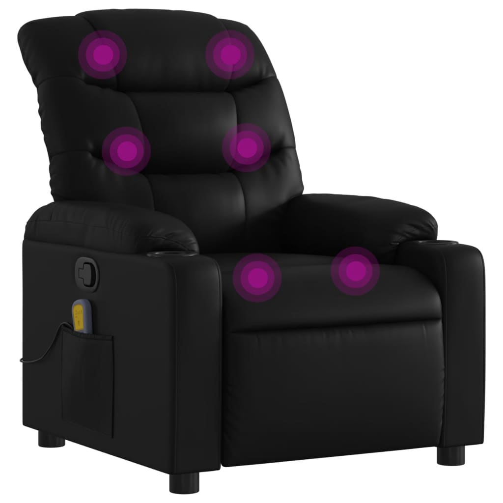 Fauteuil de massage inclinable noir similicuir