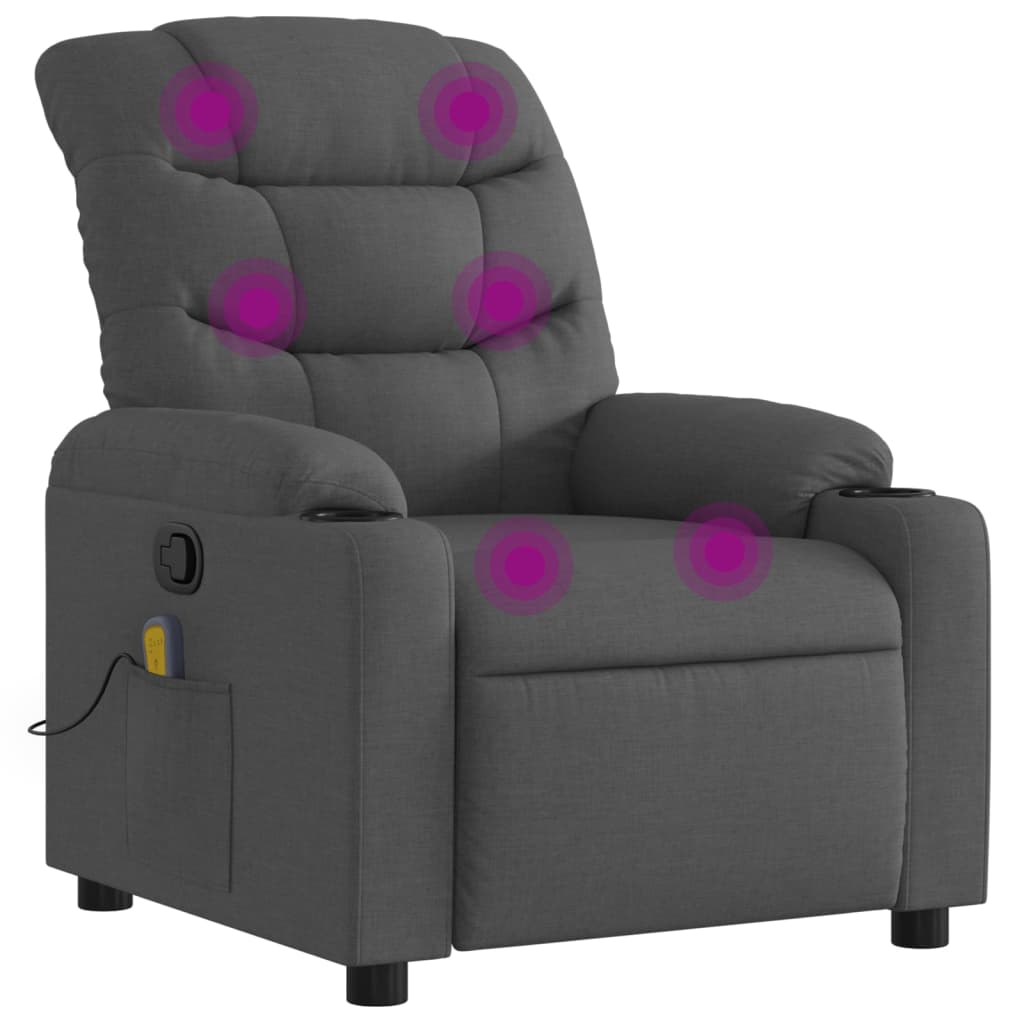 Fauteuil de massage inclinable gris foncé tissu