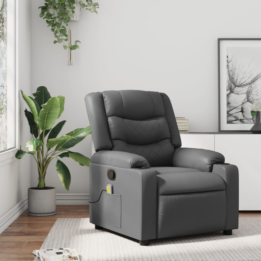 Fauteuil de massage inclinable gris similicuir
