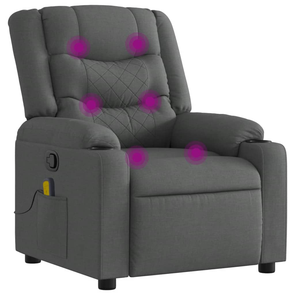 Fauteuil inclinable de massage gris foncé tissu