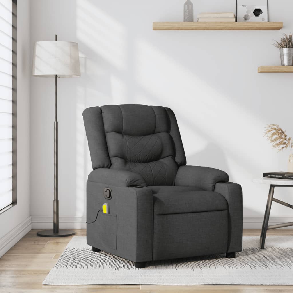 Fauteuil inclinable de massage gris foncé tissu