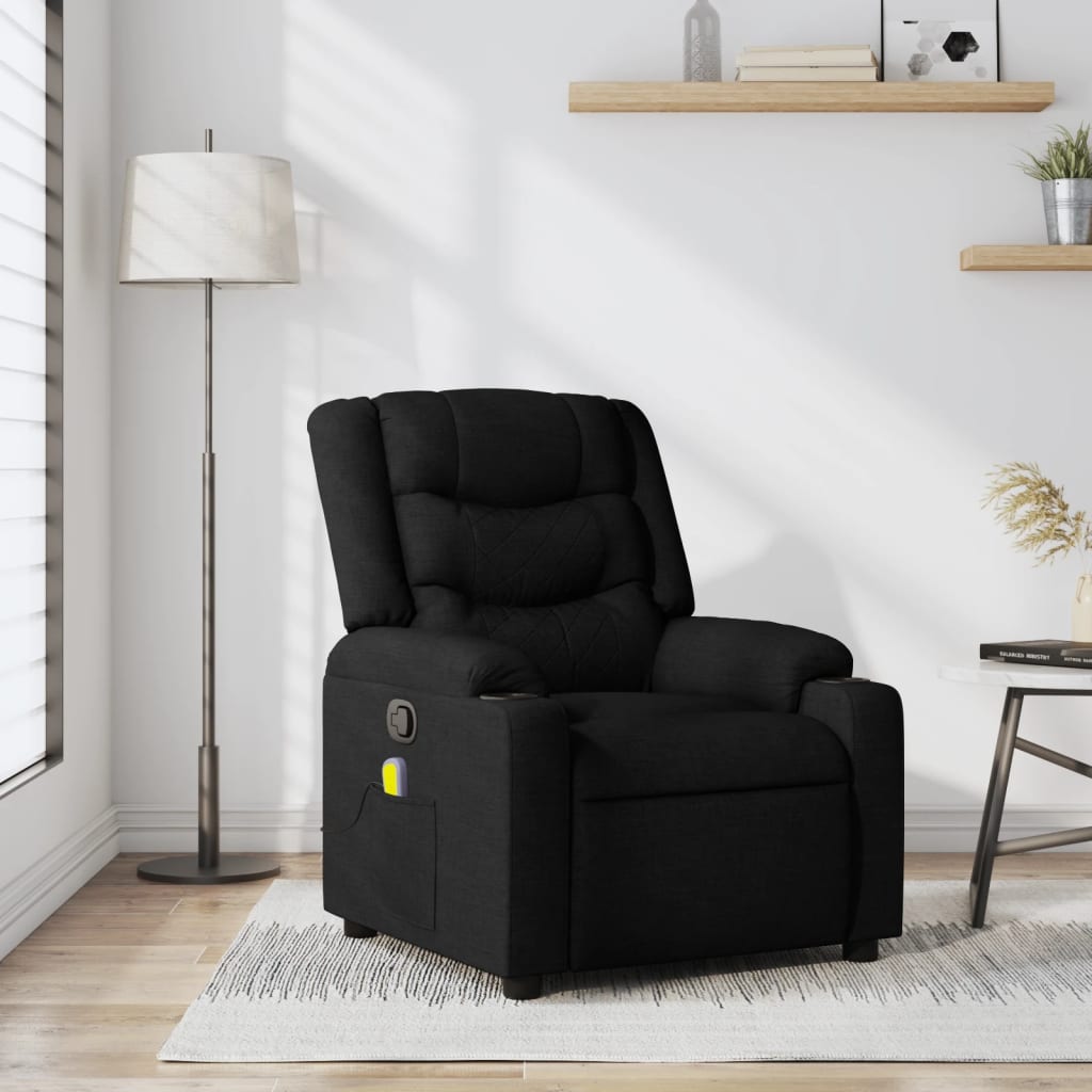 Fauteuil inclinable de massage noir tissu