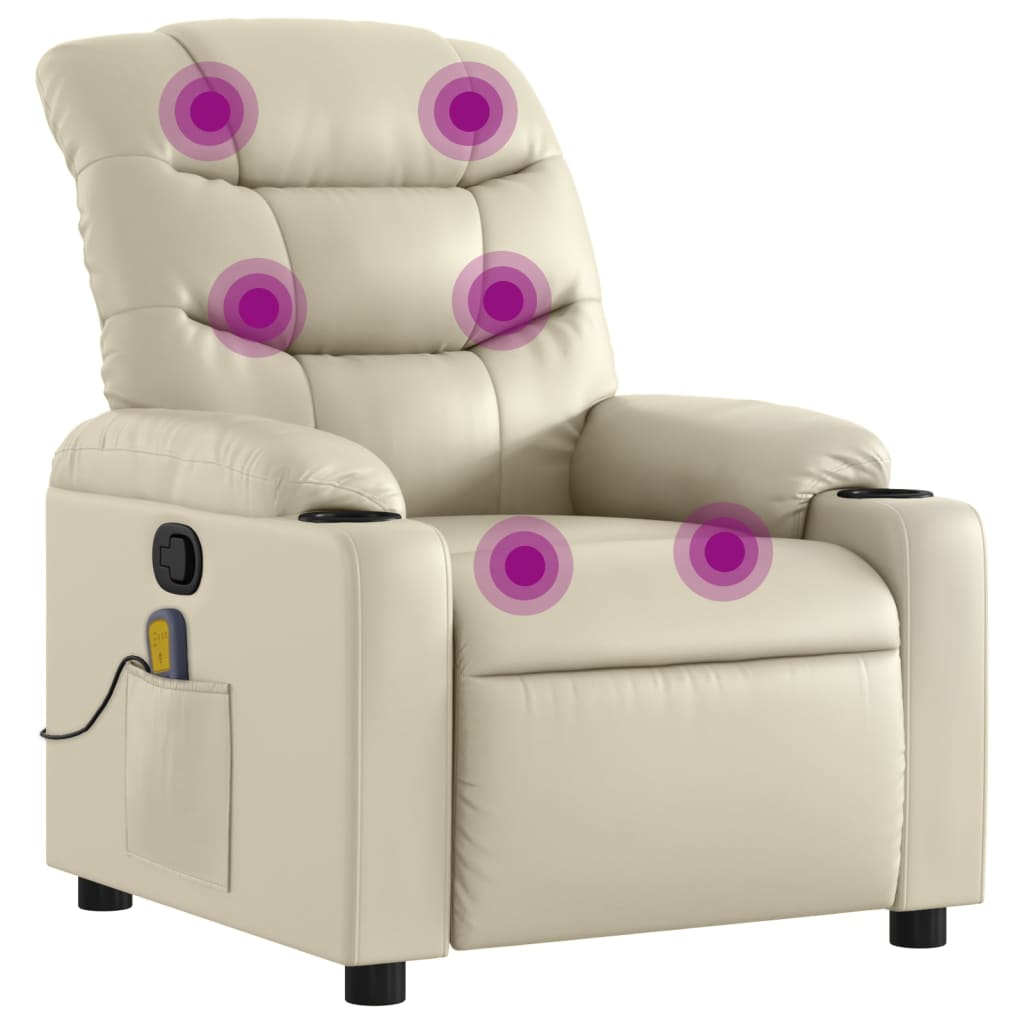 Fauteuil de massage inclinable crème similicuir