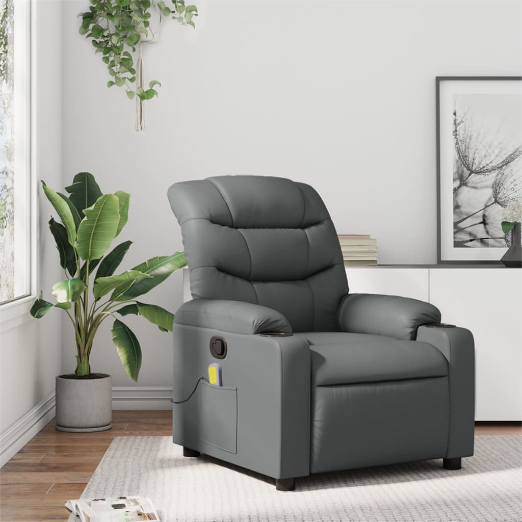 Fauteuil de massage inclinable gris similicuir