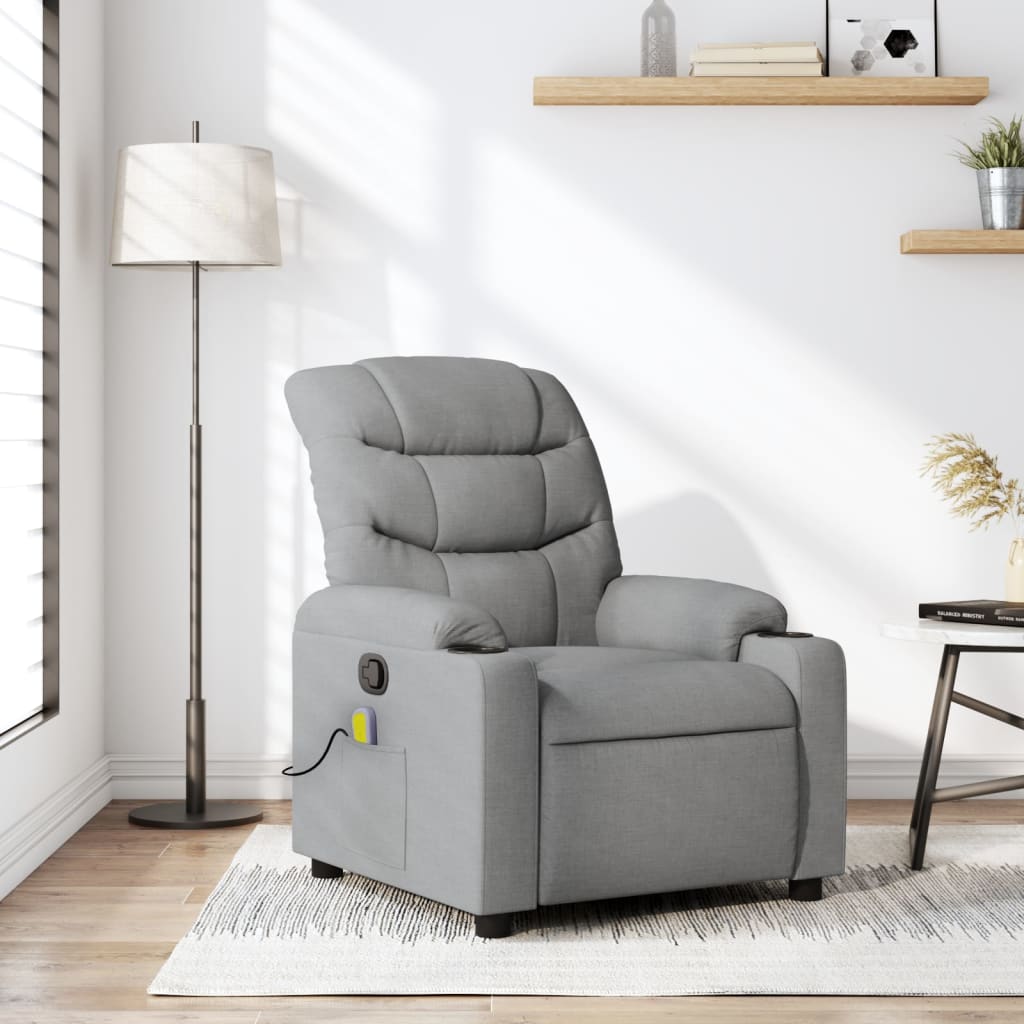Fauteuil inclinable de massage gris clair tissu