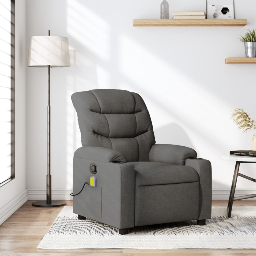 Fauteuil inclinable de massage gris foncé tissu
