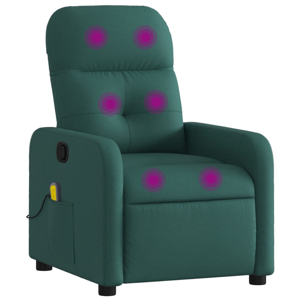 Fauteuil inclinable de massage vert foncé tissu