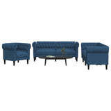 Ensemble de canapés 3 pcs bleu tissu