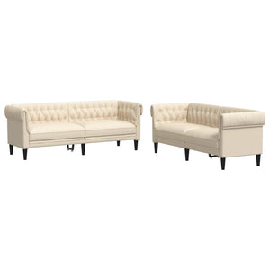 Ensemble de canapés 2 pcs crème tissu