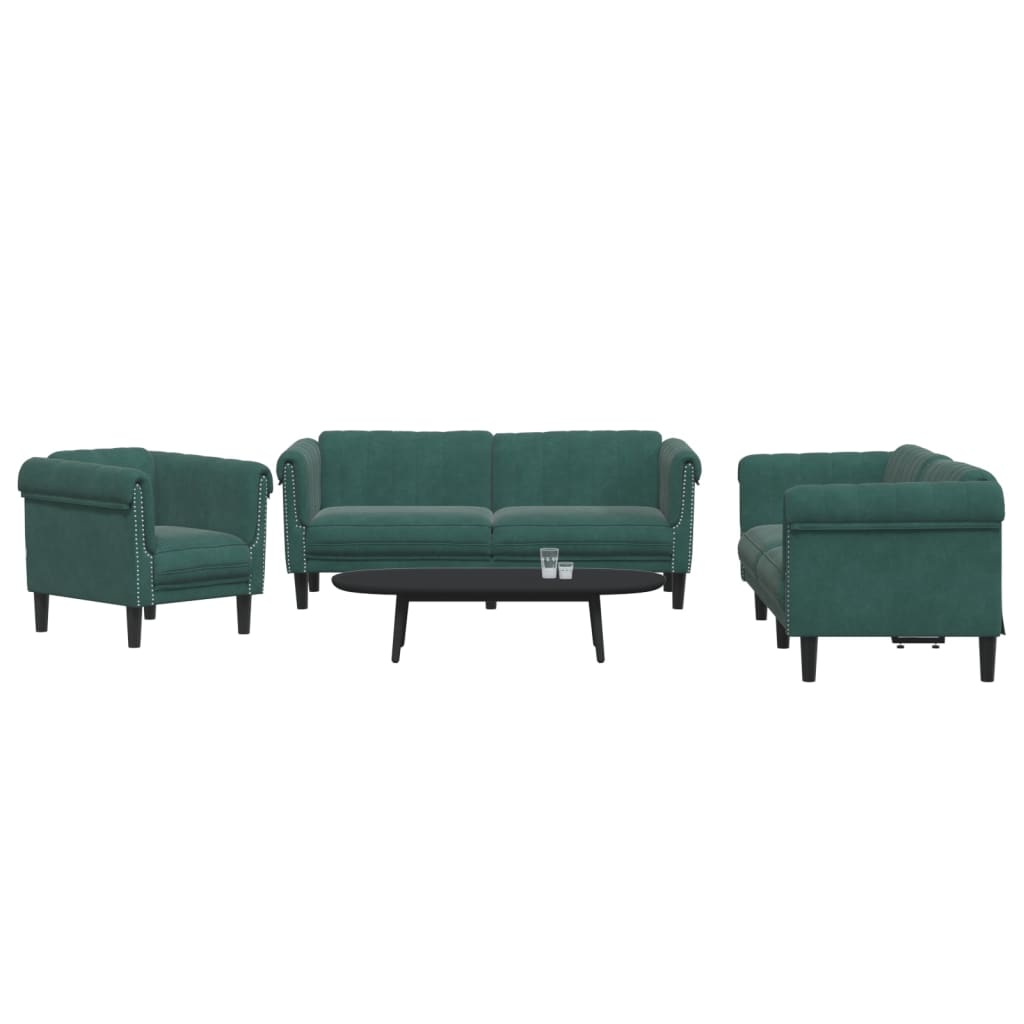 Ensemble de canapés 3 pcs vert foncé velours