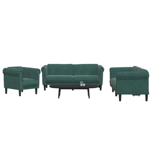 Ensemble de canapés 3 pcs vert foncé velours