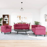 Ensemble de canapés 3 pcs rouge bordeaux velours