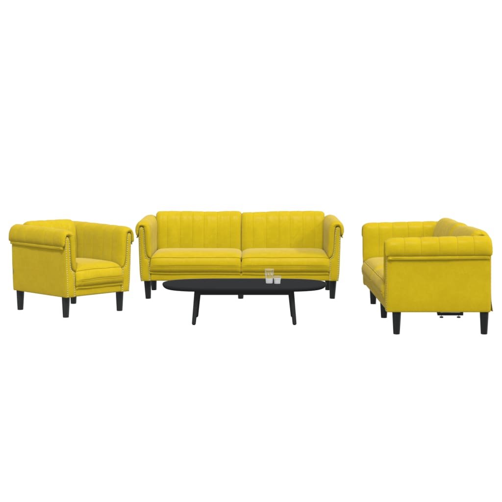 Ensemble de canapés 3 pcs jaune velours