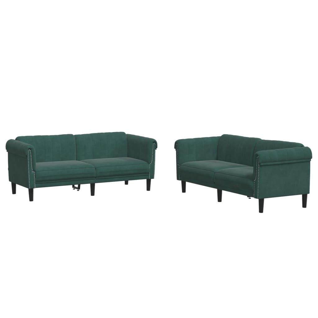 Ensemble de canapés 2 pcs vert foncé velours