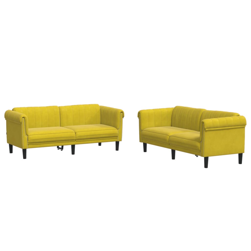 Ensemble de canapés 2 pcs jaune velours