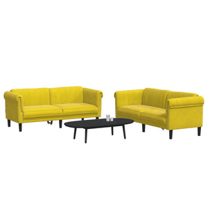 Ensemble de canapés 2 pcs jaune velours