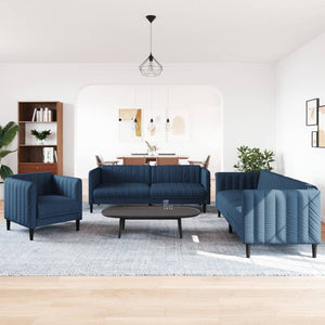 Ensemble de canapés 3 pcs bleu tissu