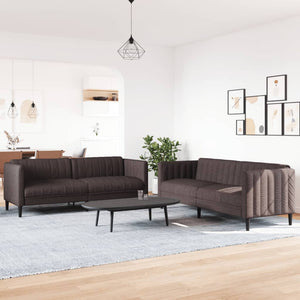 Ensemble de canapés 2 pcs marron foncé tissu