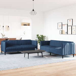 Ensemble de canapés 2 pcs bleu tissu