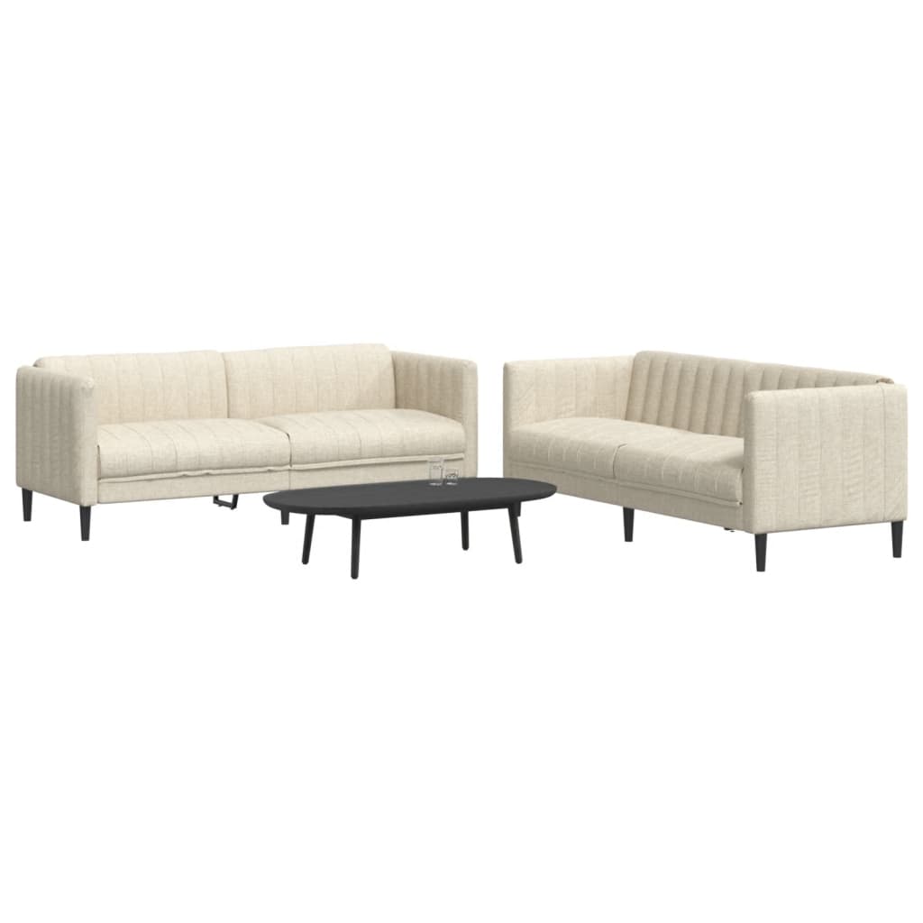 Ensemble de canapés 2 pcs crème tissu