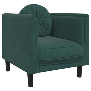 Ensemble de canapés 3 pcs avec coussins vert foncé velours
