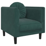 Ensemble de canapés 3 pcs avec coussins vert foncé velours