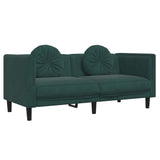 Ensemble de canapés 3 pcs avec coussins vert foncé velours