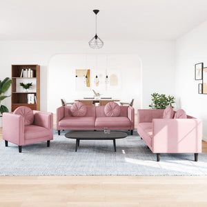 Ensemble de canapés 3 pcs avec coussins rose velours