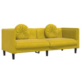 Ensemble de canapés 3 pcs avec coussins jaune velours