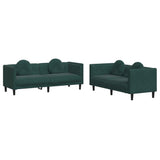Ensemble de canapés 2 pcs avec coussins vert foncé velours