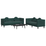 Ensemble de canapés 2 pcs avec coussins vert foncé velours