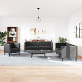 Ensemble de canapé Chesterfield 3 pcs noir similicuir
