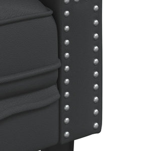 Ensemble de canapé Chesterfield 3 pcs noir similicuir