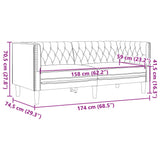Ensemble de canapé Chesterfield 3 pcs noir similicuir