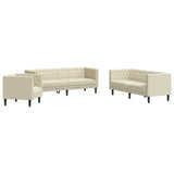 Ensemble de canapé Chesterfield 3 pcs crème similicuir