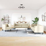 Ensemble de canapé Chesterfield 3 pcs crème similicuir