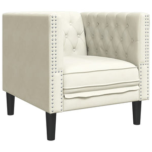 Ensemble de canapé Chesterfield 3 pcs crème similicuir
