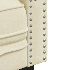 Ensemble de canapé Chesterfield 3 pcs crème similicuir
