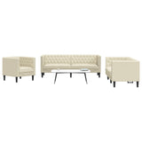 Ensemble de canapé Chesterfield 3 pcs crème similicuir