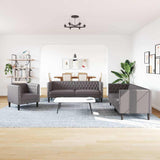 Ensemble de canapé Chesterfield 3 pcs gris similicuir