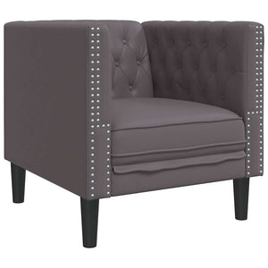 Ensemble de canapé Chesterfield 3 pcs gris similicuir