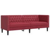 Ensemble de canapés Chesterfield 3pcs rouge bordeaux similicuir