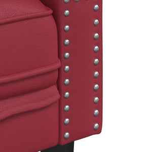 Ensemble de canapés Chesterfield 3pcs rouge bordeaux similicuir