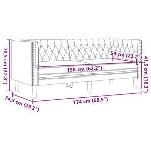 Ensemble de canapés Chesterfield 3pcs rouge bordeaux similicuir