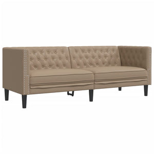 Ensemble de canapé Chesterfield 3 pcs cappuccino similicuir