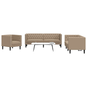 Ensemble de canapé Chesterfield 3 pcs cappuccino similicuir
