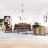 Ensemble de canapé Chesterfield 3 pcs marron similicuir daim