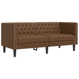 Ensemble de canapé Chesterfield 3 pcs marron similicuir daim
