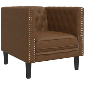 Ensemble de canapé Chesterfield 3 pcs marron similicuir daim
